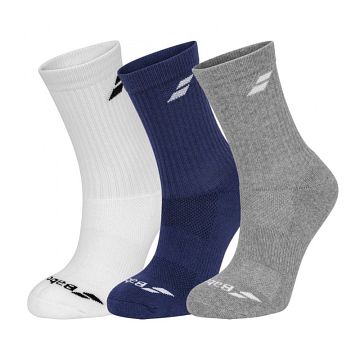 Babolat Long Socks 3P White / Estate Blue / Grey